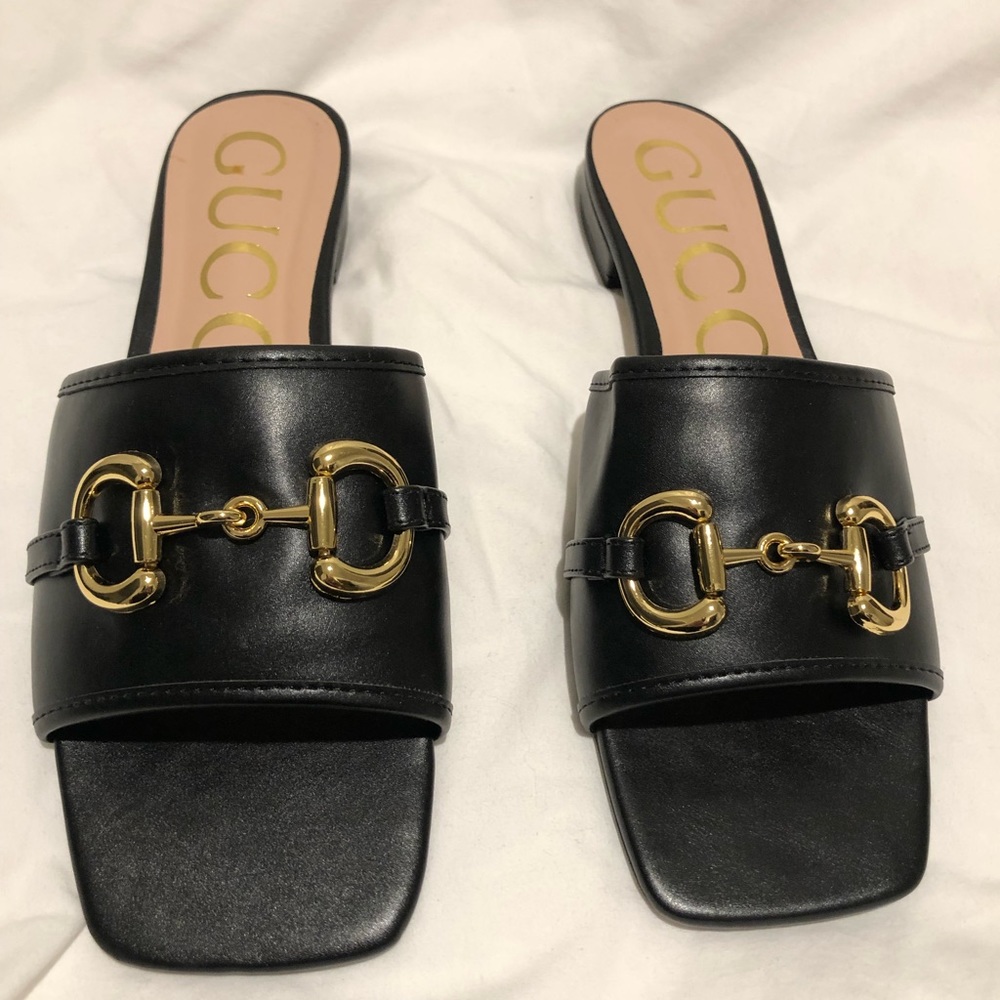 Designer Horsebit slides size 10